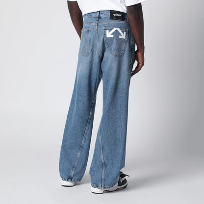 Off White Off-White™ Wide-leg light blue jeans with logo