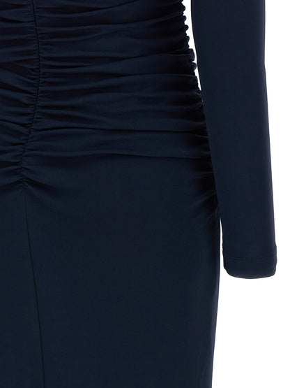 Carolina Herrera Off-shoulder 3/4 Slv Ruched Midi Dress
