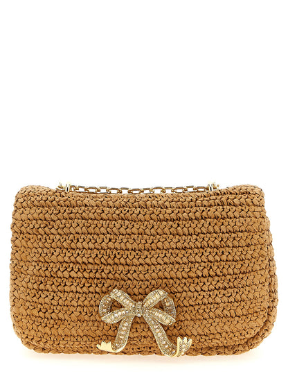 Self-Portrait Raffia Bow Charm Shoulder Bag