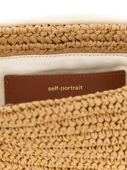 Self-Portrait Raffia Bow Charm Shoulder Bag