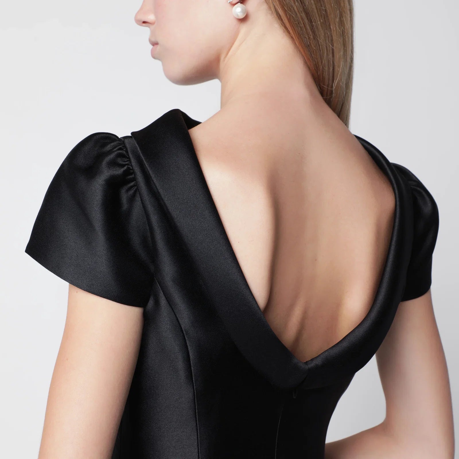 Self-Portrait SELF PORTRAIT Mini taffeta dress with collar in black