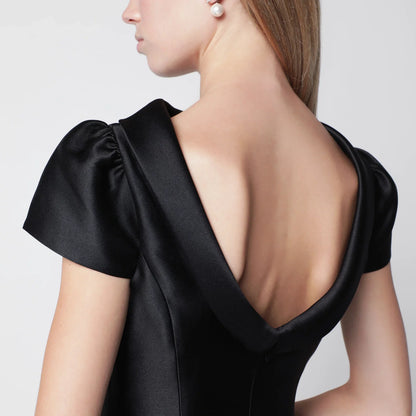 Self-Portrait SELF PORTRAIT Mini taffeta dress with collar in black