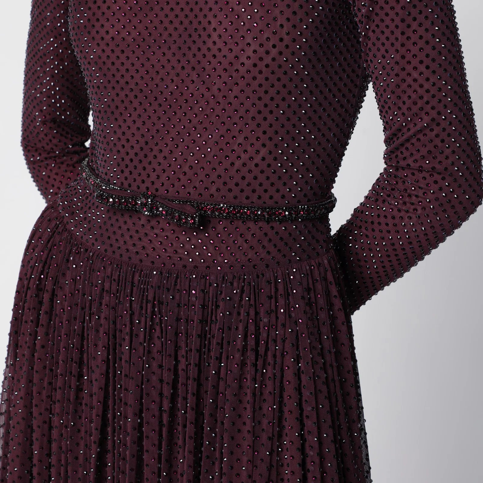 Self-Portrait SELF PORTRAIT Burgundy long dress with rhinestones