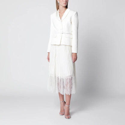 Self-Portrait SELF PORTRAIT Bouclé shawl-collar midi dress in cream
