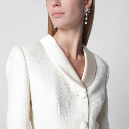 Self-Portrait SELF PORTRAIT Bouclé shawl-collar midi dress in cream