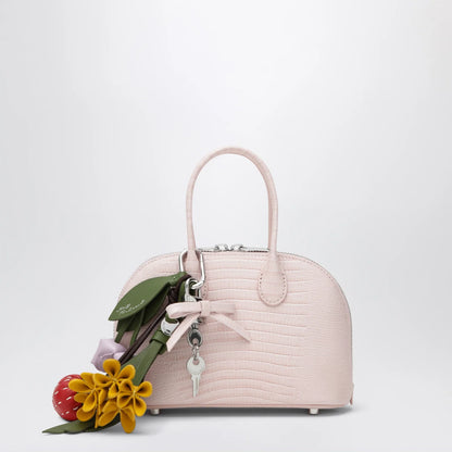 Self-Portrait SELF PORTRAIT Mini embossed leather bowling bag in pink