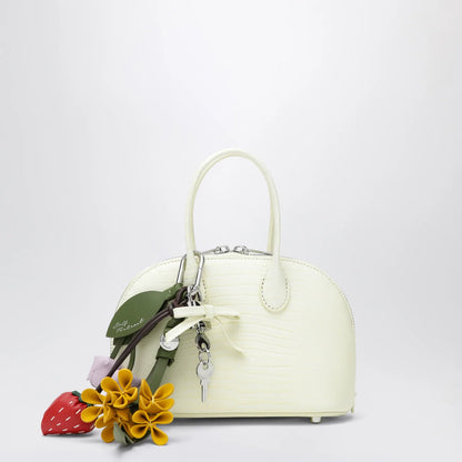 Self-Portrait SELF PORTRAIT Mini embossed leather bowling bag in yellow