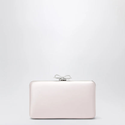Self-Portrait SELF PORTRAIT Satin clutch with crystal bow in pink