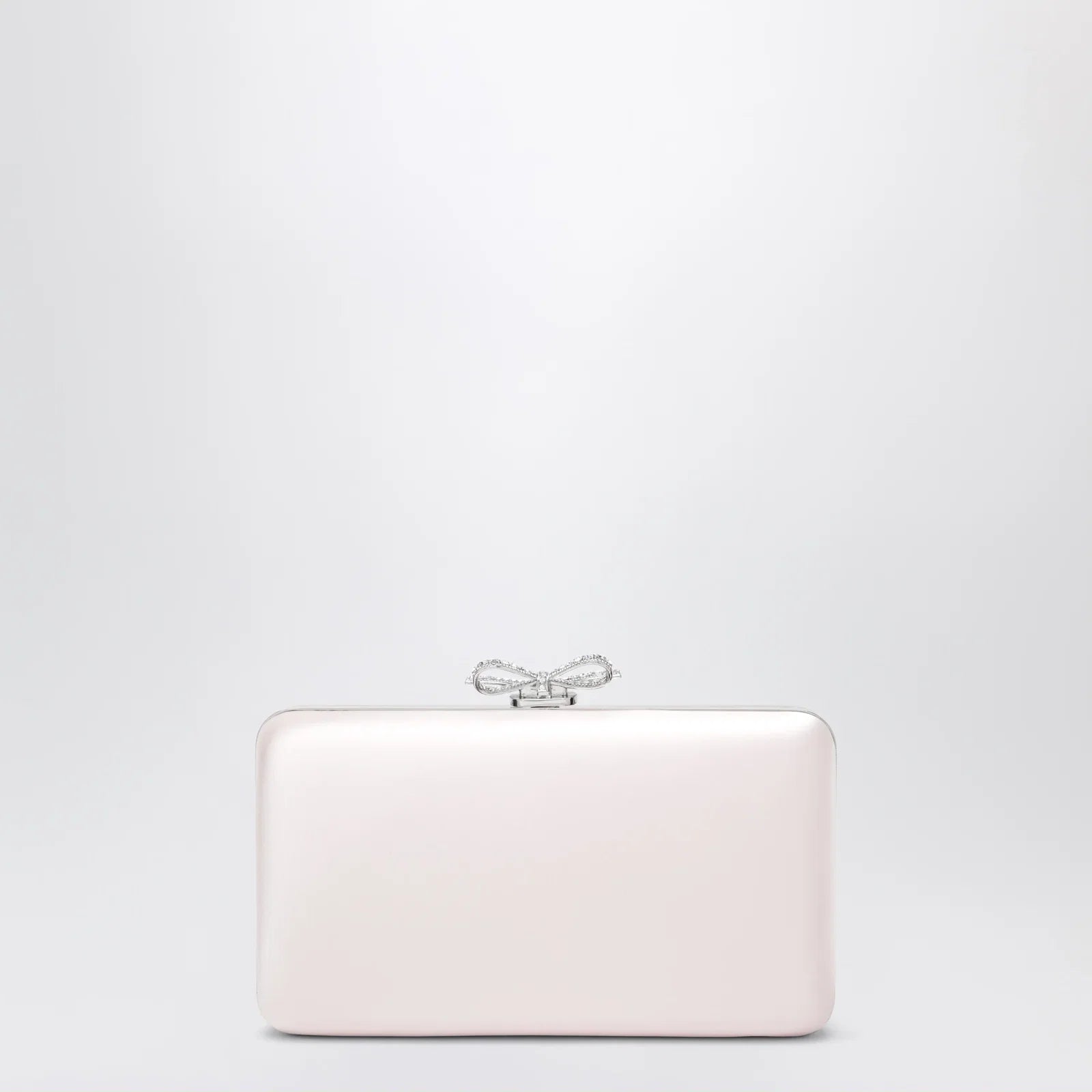 Self-Portrait SELF PORTRAIT Satin clutch with crystal bow in pink