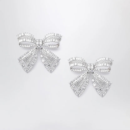 Self-Portrait SELF PORTRAIT Crystal bow earrings in silver-plated brass
