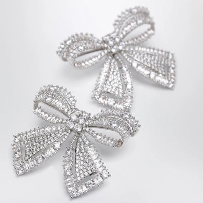 Self-Portrait SELF PORTRAIT Crystal bow earrings in silver-plated brass