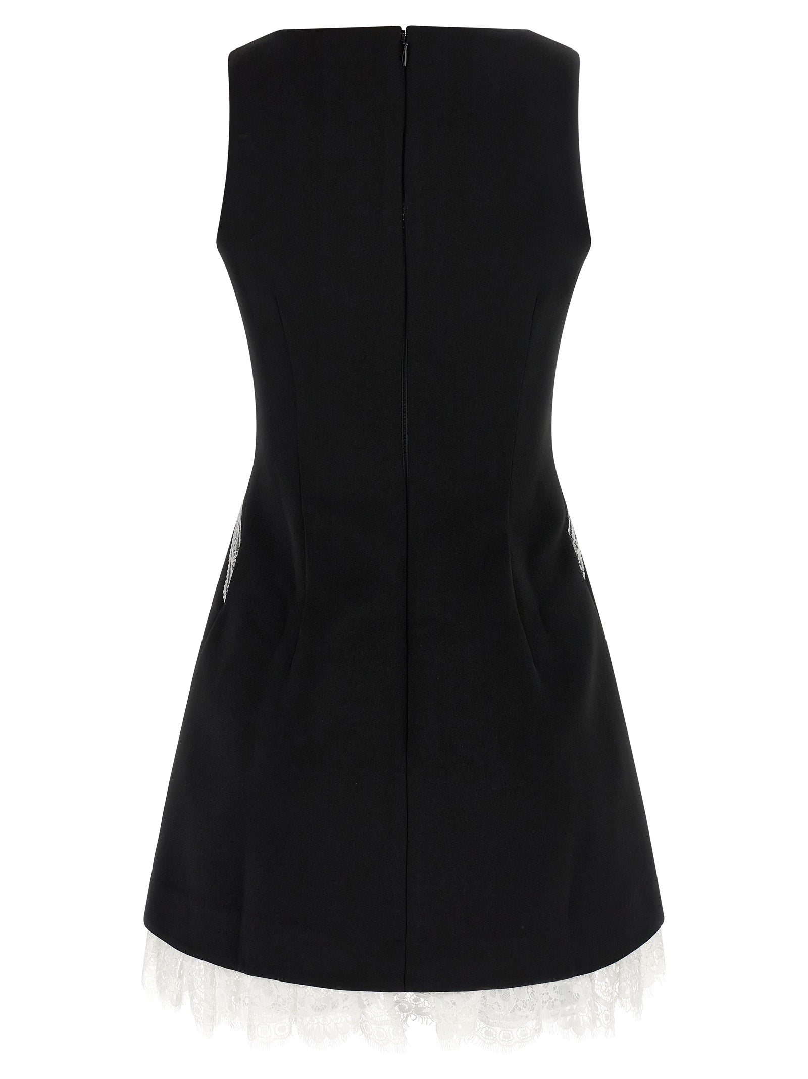 Self-Portrait Black Crêpe Bow Lace Mini Dress