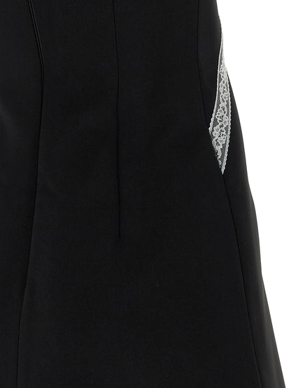 Self-Portrait Black Crêpe Bow Lace Mini Dress