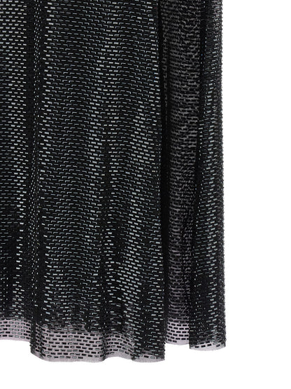 Self-Portrait Black Rhinestone Draped Maxi Dress