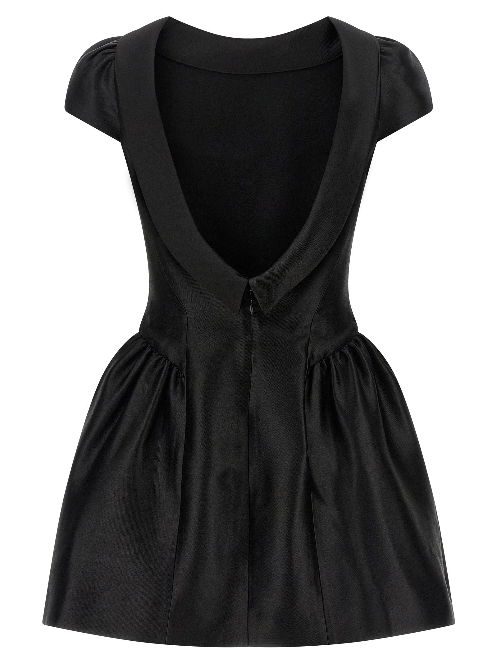 Self-Portrait Black Taffetà Collared Mini Dress