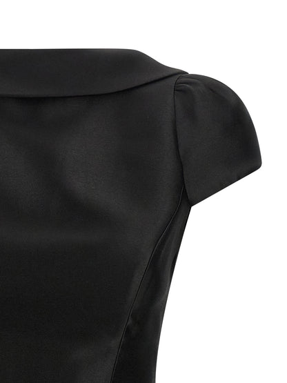 Self-Portrait Black Taffetà Collared Mini Dress