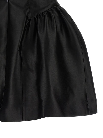 Self-Portrait Black Taffetà Collared Mini Dress