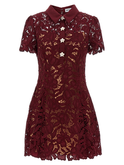 Self-Portrait Burgundy Lace Mini Dress