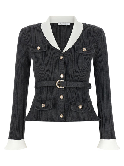 Self-Portrait Ribbed Cardigan