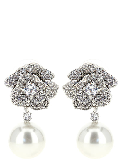 Self-Portrait Mini Crystal Flower Pearl Earrings