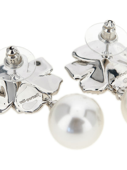 Self-Portrait Mini Crystal Flower Pearl Earrings