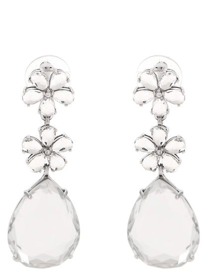 Self-Portrait Crystal Flower Tiered Earrings