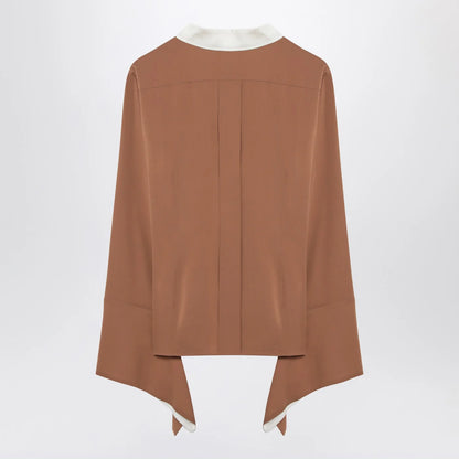 Max Mara Camel silk colour-block shirt