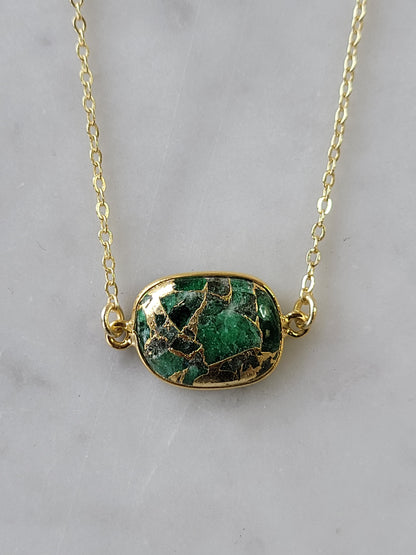 Mrs. Parker Necklace in Green Mojave Copper Turquoise