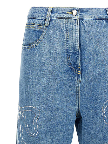 Mach & Mach Crystal Ribbon Hot Fix Jeans