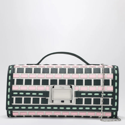 ROGER VIVIER Belle Vivier ice/pink/navy blue clutch bag