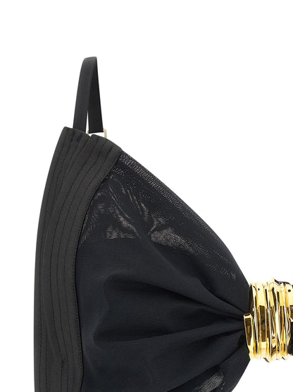 Elisabetta Franchi Satin Bra And Tulle