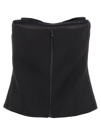 Self-Portrait Black Crepe Bandeau Top