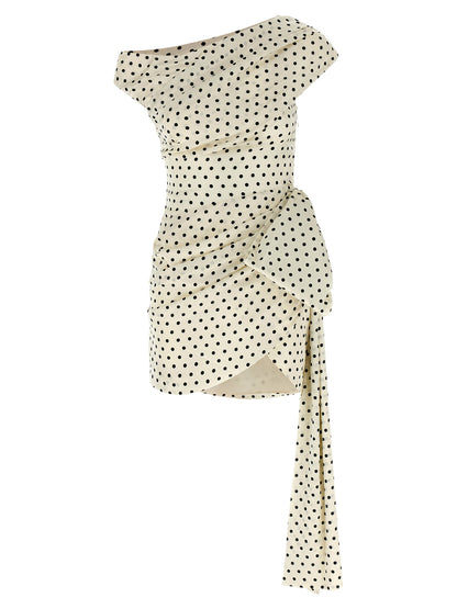 Self-Portrait Polka Dot Satin Tie Side Mini Dress