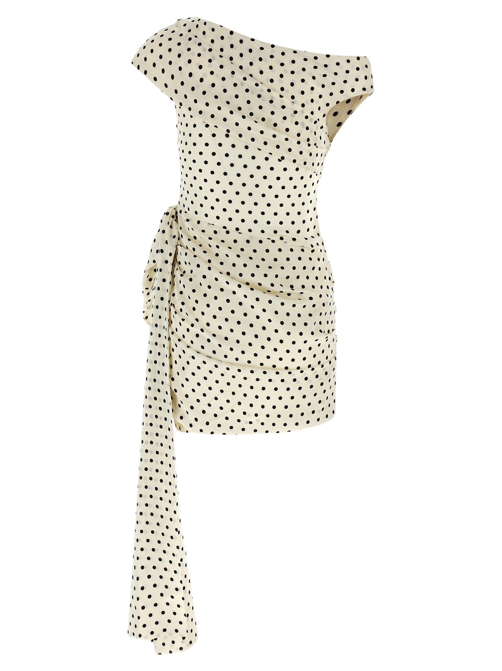 Self-Portrait Polka Dot Satin Tie Side Mini Dress