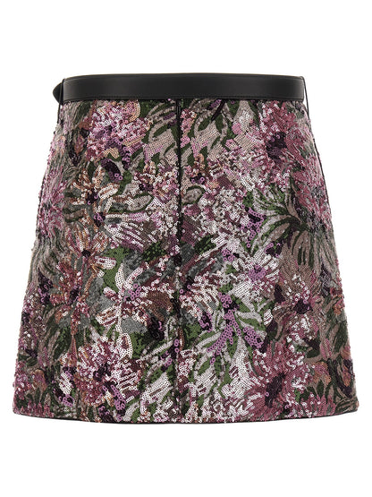 Self-Portrait Floral Sequin Mini Skirt