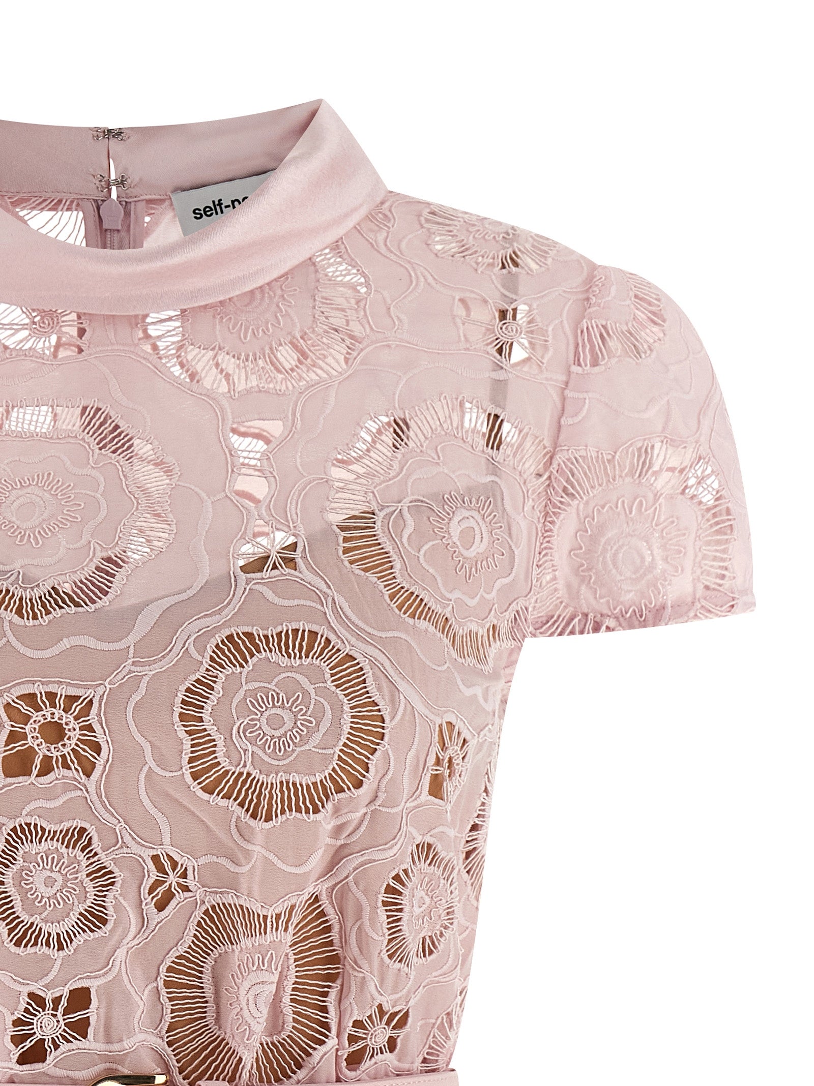 Self-Portrait Pink Floral Lace Mini Dress