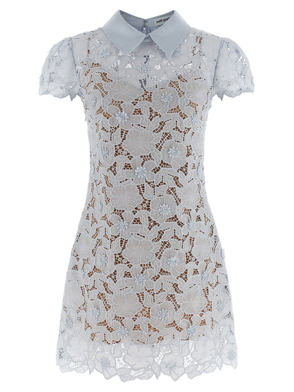Self-Portrait Blue Guipure Lace Mini Dress