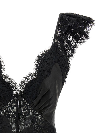 Self-Portrait Black Satin Lace Top