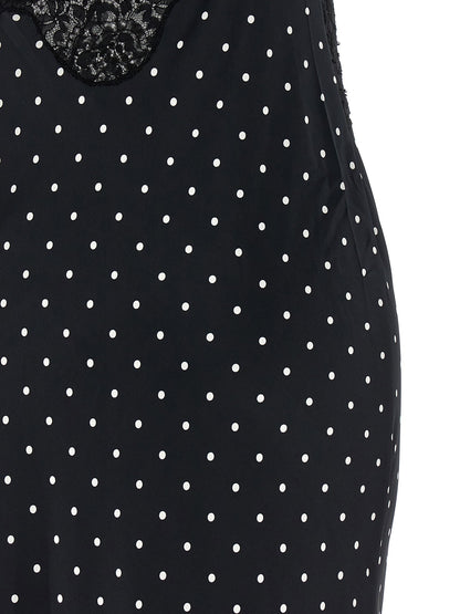 Self-Portrait Polka Dot Satin Lace Maxi Dress