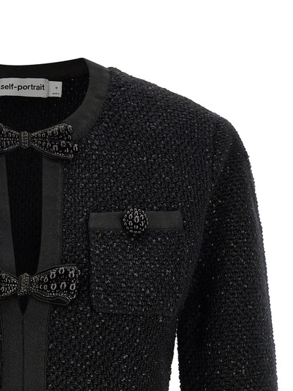 Self-Portrait Black Sequin Knit Mini Dress