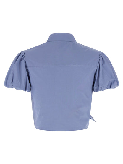 Self-Portrait Blue Cotton Tie Side Top