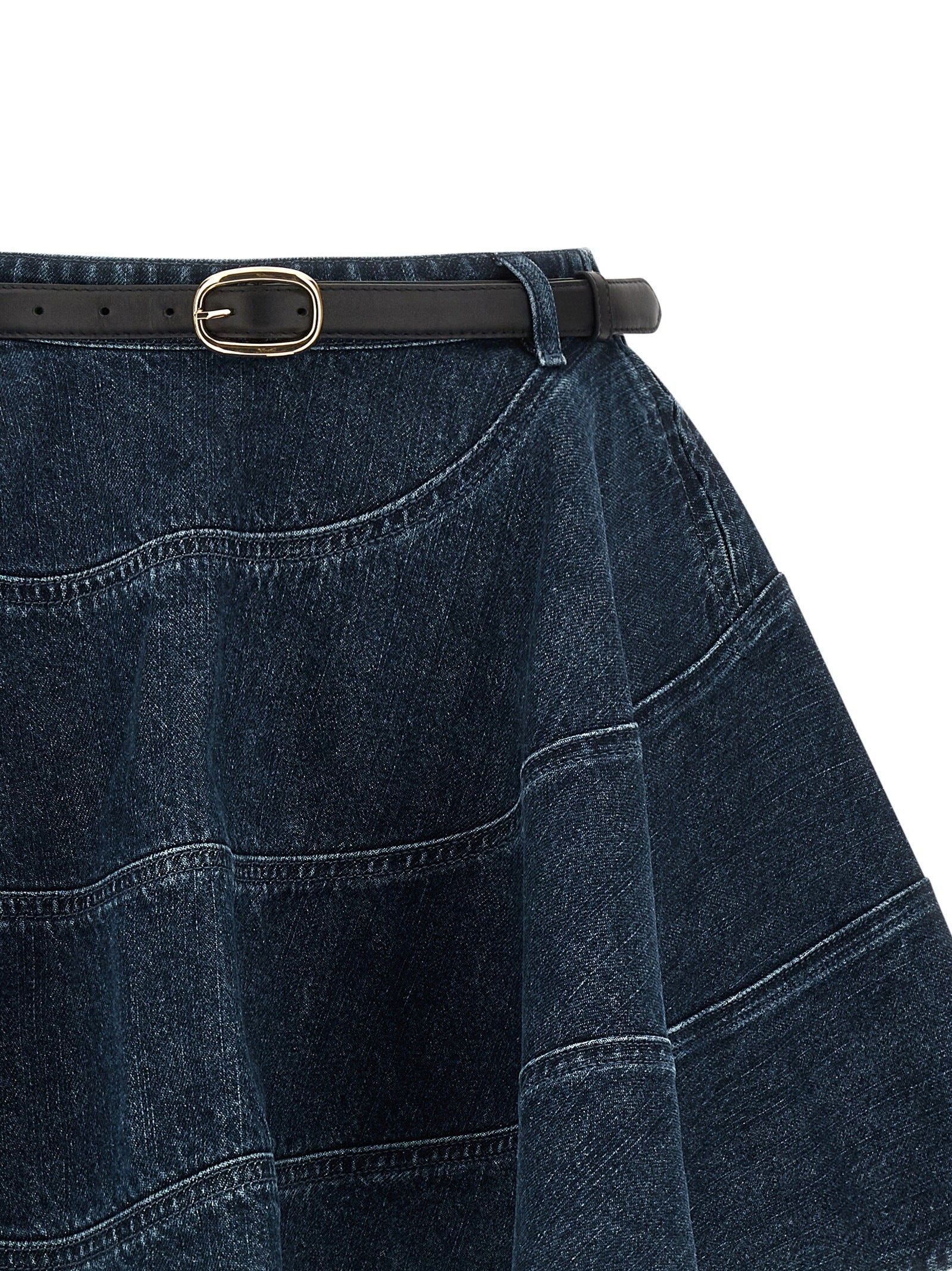 Self-Portrait Flared Denim Mini Skirt
