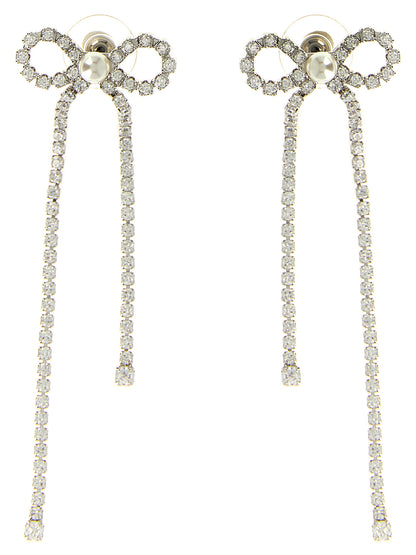 Self-Portrait Crystal Droplet Bow Earrings
