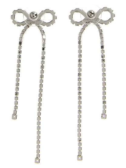 Self-Portrait Crystal Droplet Bow Earrings