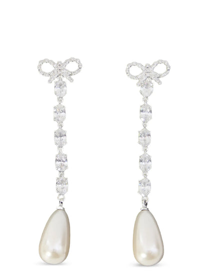 Self-Portrait Bow Pearl Droplet Earrings