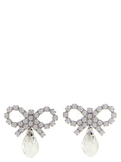 Self-Portrait Bow Crystal Droplet Earrings