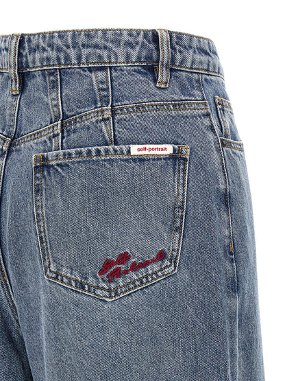 Self-Portrait Blue Barrel Leg Jeans