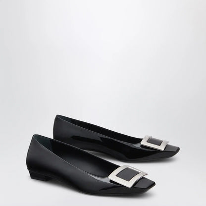 ROGER VIVIER Belle Vivier black patent leather ballet flats