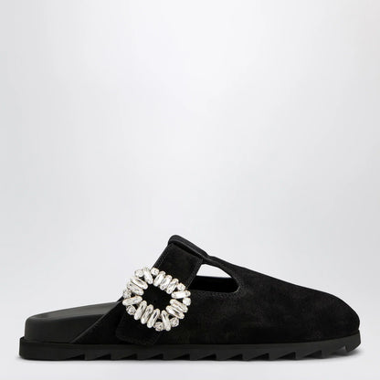 ROGER VIVIER Black suede Mule Slidy Viv