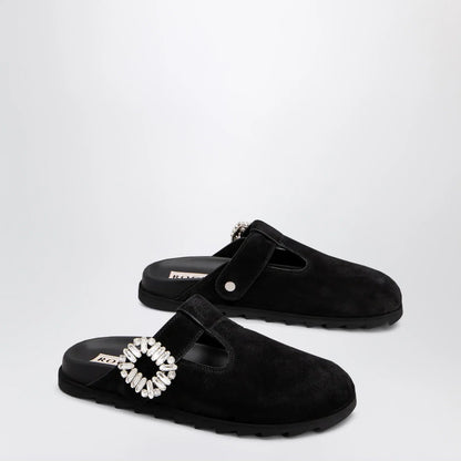 ROGER VIVIER Black suede Mule Slidy Viv